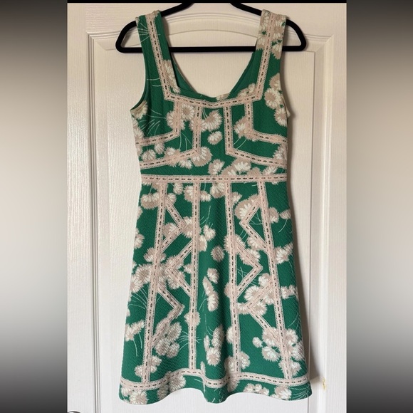 Maeve Anthropologie Emma Dandelion Print Fit Flare Dress Green 6 - Picture 4 of 9